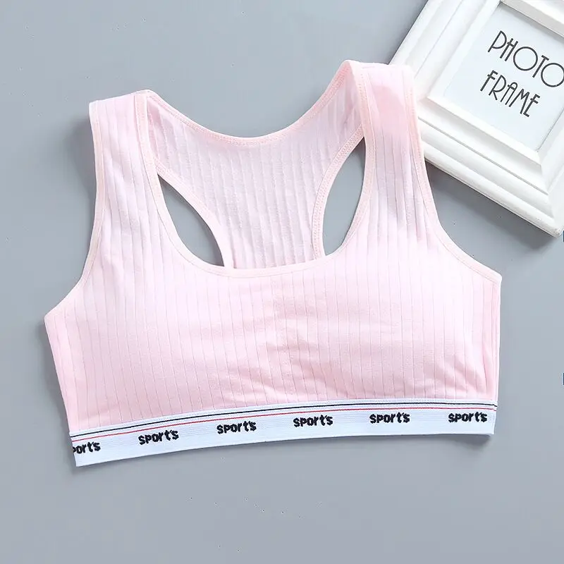 10pc/Lot Letter Sport Young Girls Bra Cute Cotton Topic Teenage Training  Underwear Natural Sling Fahsion Vest 5 Colors - AliExpress