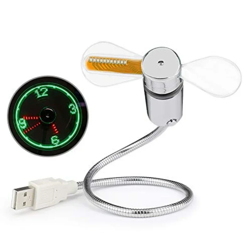 Mini Usb Fan Gadgets Portáteis Gooseneck Flexível Relógio Led Legal para Laptop pc Notebook Display em Tempo Real Durável Ajustável Mão - Imagem 3