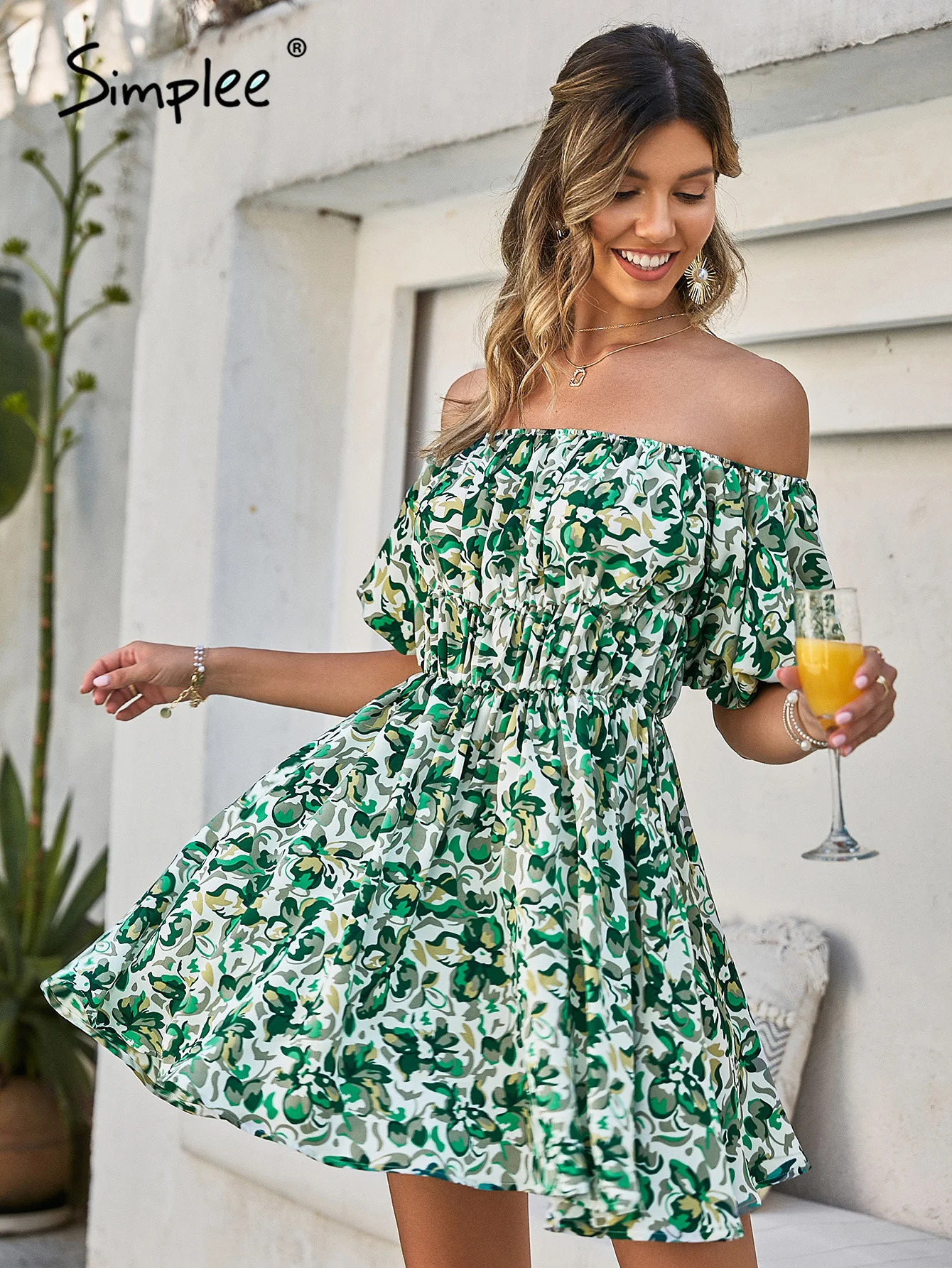 green mini dress summer women 