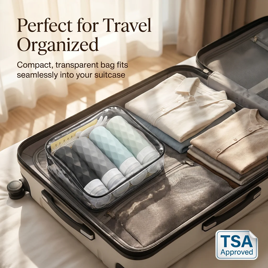 Leak-Proof Silicone Travel Toiletry Bottle Set for Skincare and Cosmetics