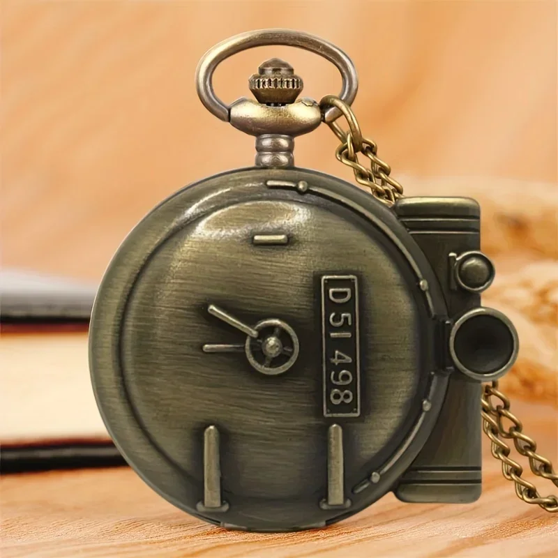 Steam Train Quartz Pocket Watch For Women Men Vintage Analog Clock Necklace Chain Souvenir Gift For Father's Day