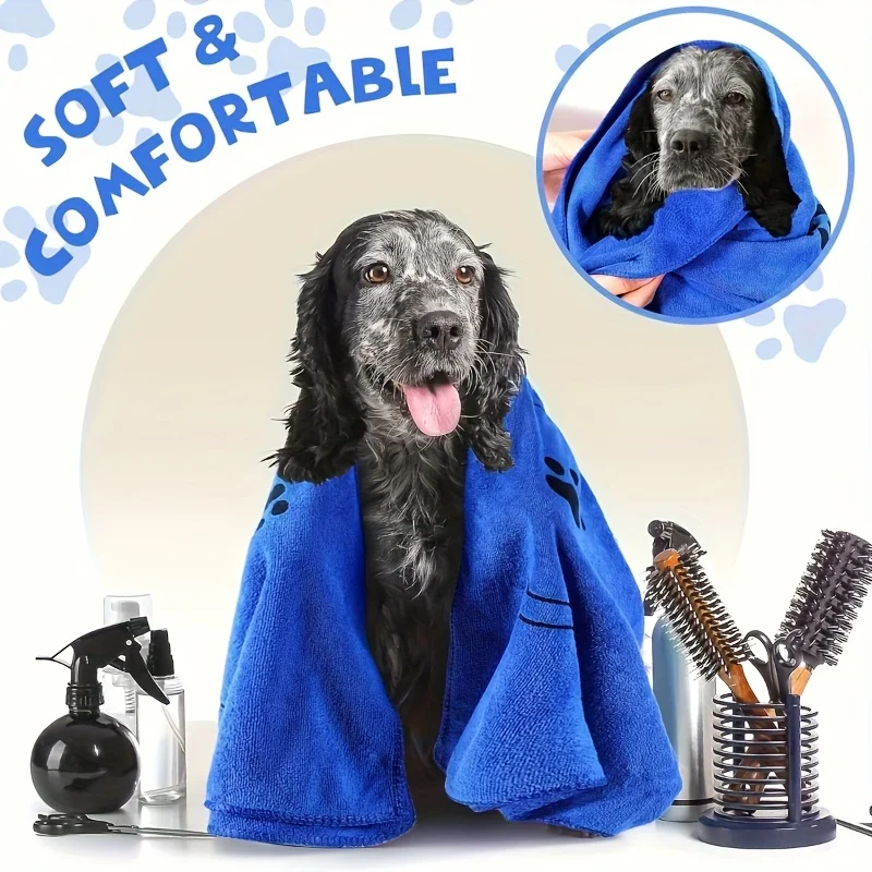 2-Pack Quick-Drying Dog Towels Microfiber Absorbent Pet Bath and Grooming Towels Soft Polyester Fiber Suitable for Dogs Bath Towel Pet Bath Towel