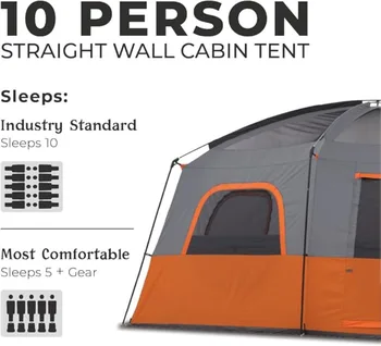 10 Person Tent Large Multi Room Tent Family Included Tent Gear Loft Organizer for Camping Accessories Portable Cabin Huge Tent 4