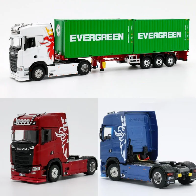 1:64 새로운 터보 트럭 스카니 730s 컨테이너 시뮬레이션 합금 미니어처 다이캐스팅 모델 맞춤형 어린이 장난감 선물 컬렉션