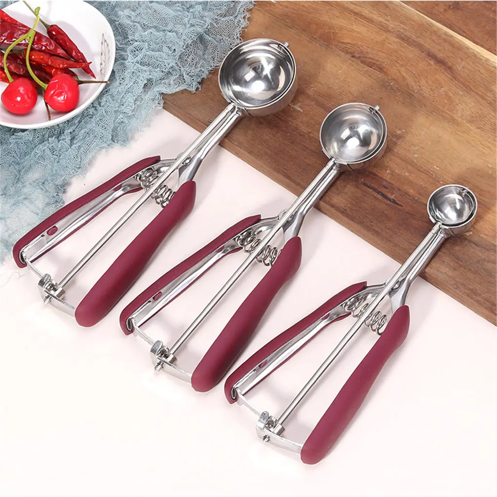 Ice Cream Scoop Cookie Dough Spoon Fruit Potato Watermelon Digging Ball Spring Handle Kitchen Accessories