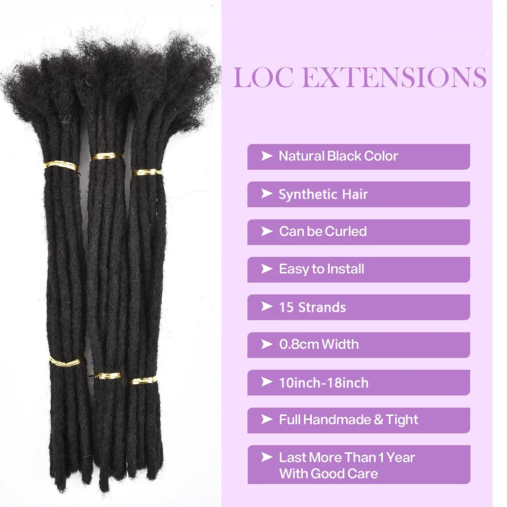 Teresa Dreadlock Extensions Synthetic Hair 10-18 Inch 0.8cm Width Locs Extension Synthetic Hair 15-45 Strands Full Extensions 2