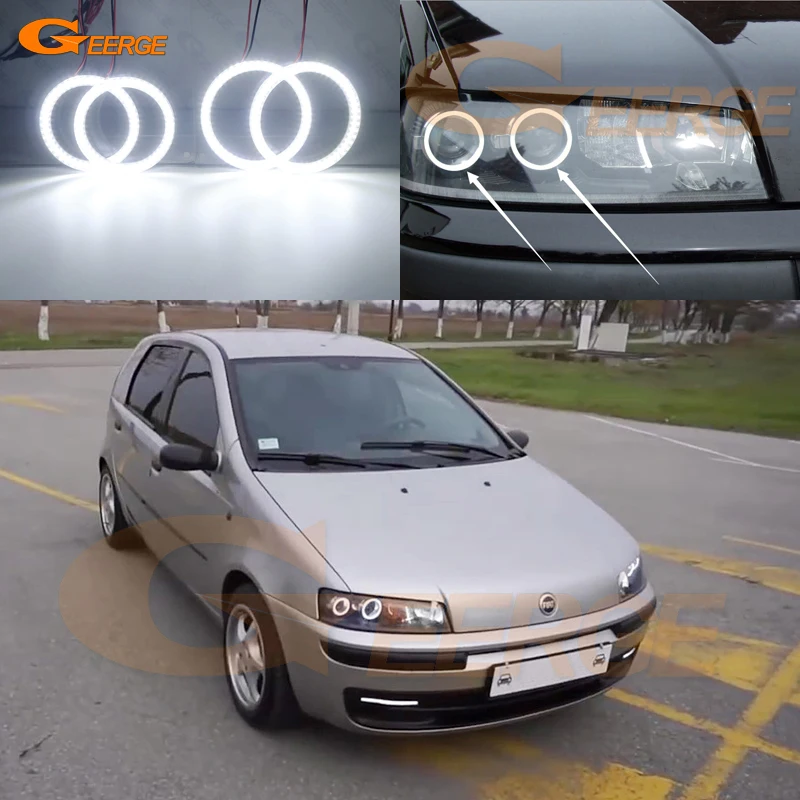 Voor Fiat Punto Mk2 188 1999 2000 2001 2002 2003 Ultra Heldere Smd Led Angel Eyes Halo Rings Kit