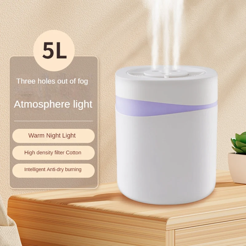 

5L Humidifier Humidifier For Bedroom Desktop With Colorful Night Light Purification Spray Hydrating