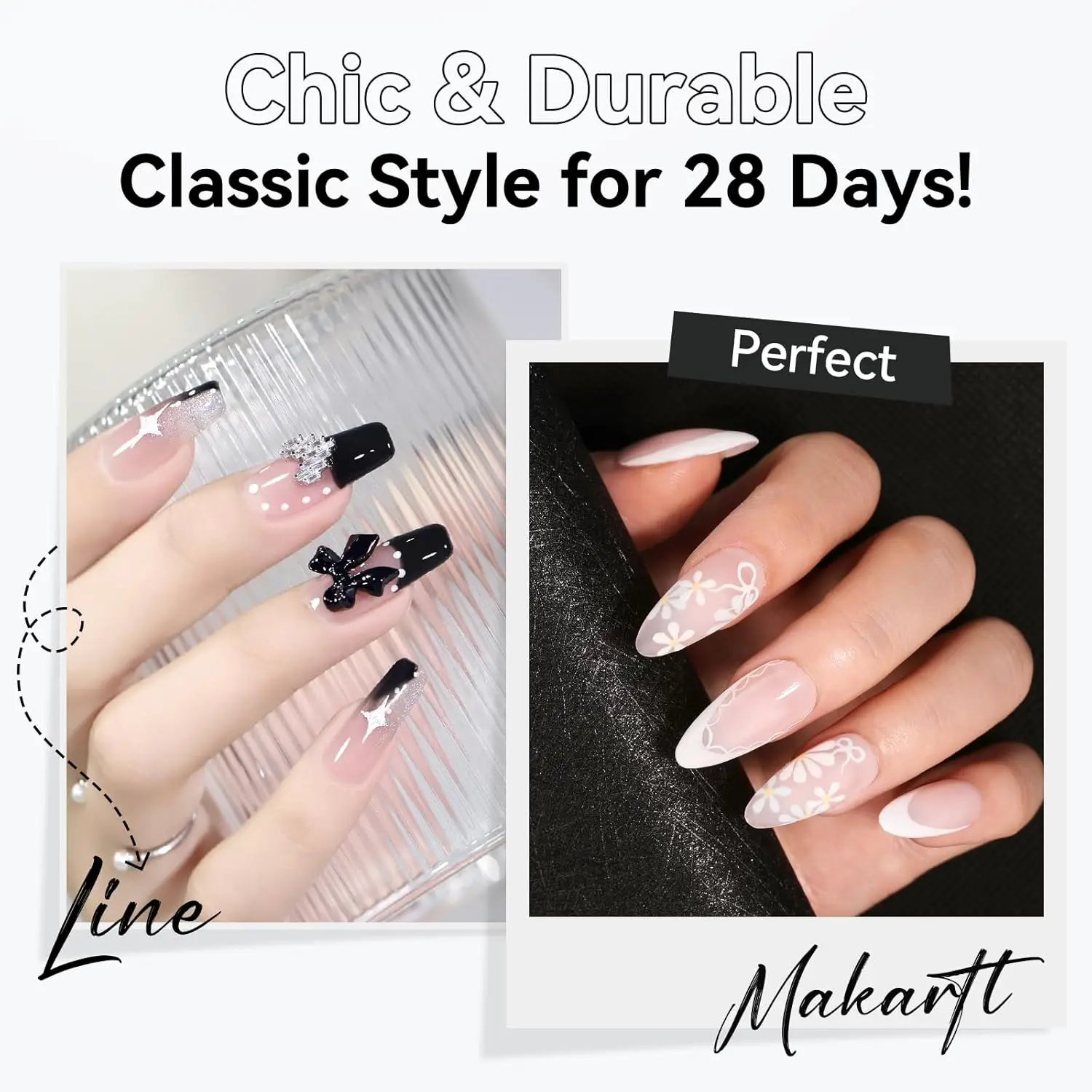 Nail Gel Nail Polish Liner Set 8ML 2 Color Nail Art Summer French Polish White Black for French Tip Swirl Draw Soak Off