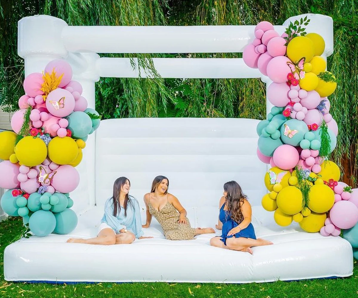 

10/13/16FT Inflatable White Bounce House Castle with Blower Wedding Bouncy Castle Jumping Bed for Weddings, Birthdays, Parties
