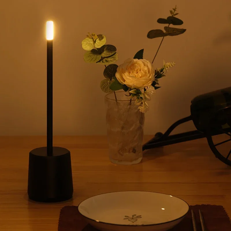 

Rechargeable LED Desk Lamp Creative Cordless Candle Table Lamp Touch Light Steplless Dimming Stylish Appearance for Home Decor