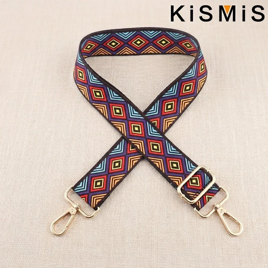 Embroidered Colorful Nylon Crossbody Strap for Women - Adjustable Fashion Shoulder Bag Accessory