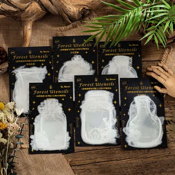 20pcs Glass Bottle Decorative Waterproof Stickers Cute Elf Plant Material Sticker Scrapbooking Label Diary Phone Journal Planner