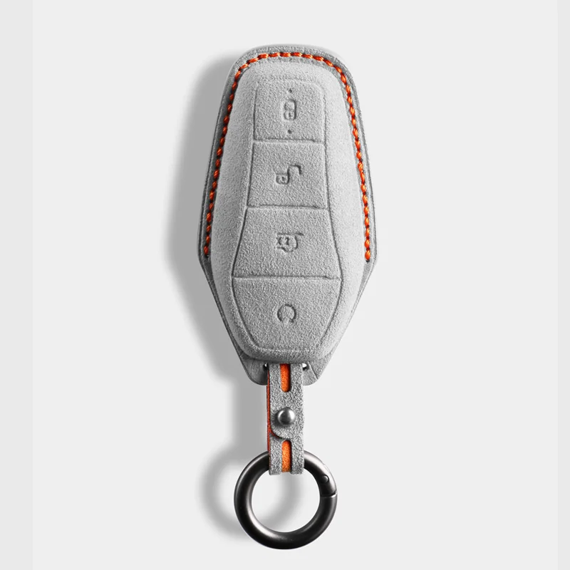 

For BYD EA1 Han EV Qin Song Plus Dmi Yuan Plus Tang Atto 3 EV Car Key Case Accessories Styling Suede Leather Key Cover Keychain