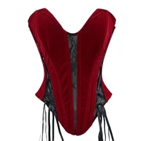 Corset Bustier Ajusté pour Femme, en Velours et Résille, à Lacets, Élégant, Sans Bretelles, Effet Sculptant, Amincissant la Taille, avec Baleines, Style Tube Top 4
