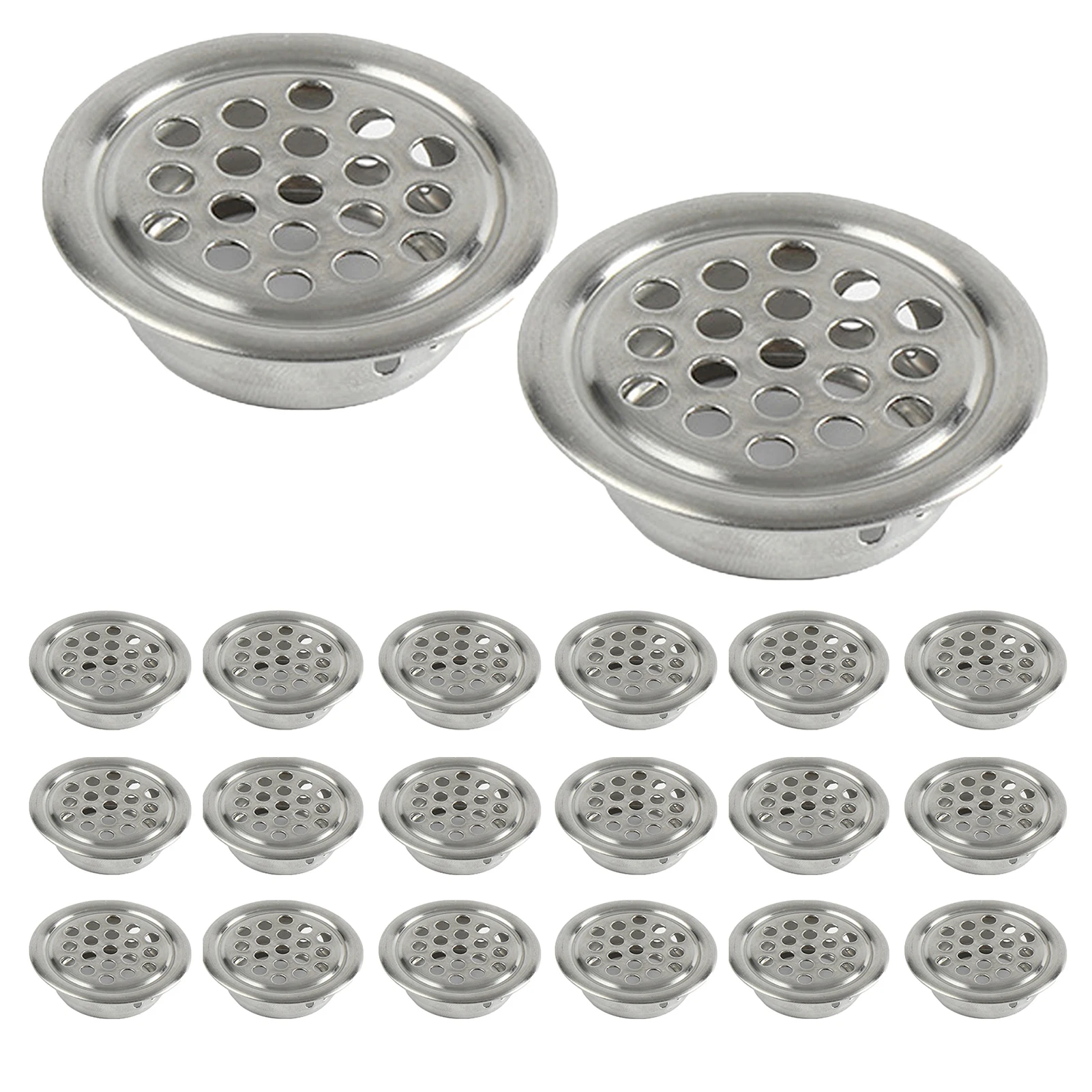 

20pcs/pack Cabinet Ventilation Easy Install Wardrobe Kitchen Stainless Steel For Bathroom Circular Mesh Hole Round Vent Grille