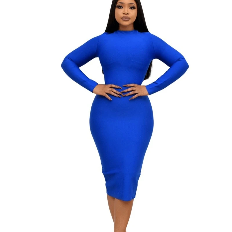 African Evening Party Dresses for Women Autumn Sexy African Long Sleeve Green Blue Black Bodycon Dress Dashiki African Clothing bodycon dresses hollow out twist bodycon dress cyan in blue size xl