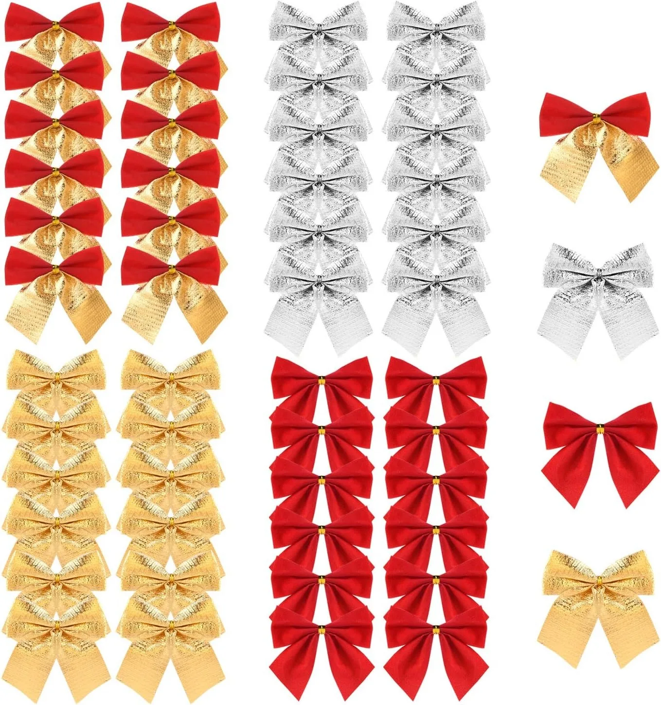 Christmas Bow Ornaments 10/20/30Pcs Red Gold for Home Decor