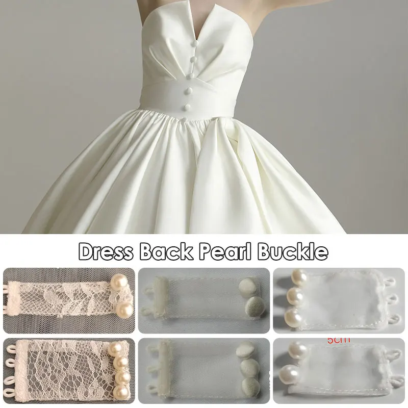 Lace Pearl Button Block Dress Back Extender Bridal Dresses Size Modification Elastic Ribbons DIY Wedding Gown Replacement Parts