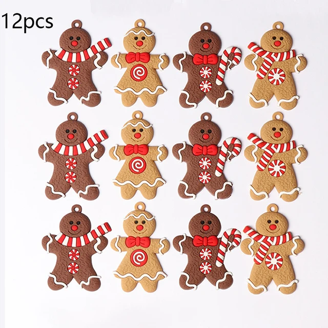 12pcs Noël En Bois Pain D'épice Homme Ornements Joyeux Noël Décoration Noël  Arbre Suspendu Pendentif Navidad Cadeau Nouvel An Noël