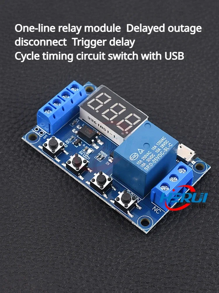 

One-line relay module Delayed outage disconnect Trigger delay Cycle timing circuit switch with USB