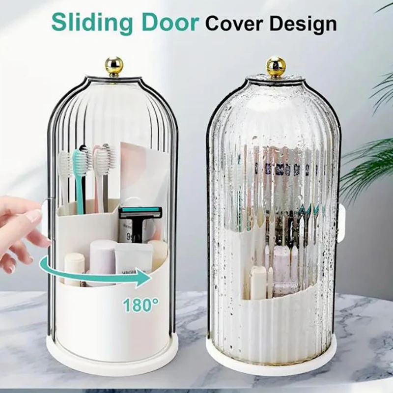 360 ° rotating dust-proof bathroom vanity storage box,toothbrush,toothpaste,makeup brush storage Luxury Cosmetic Organizer 5