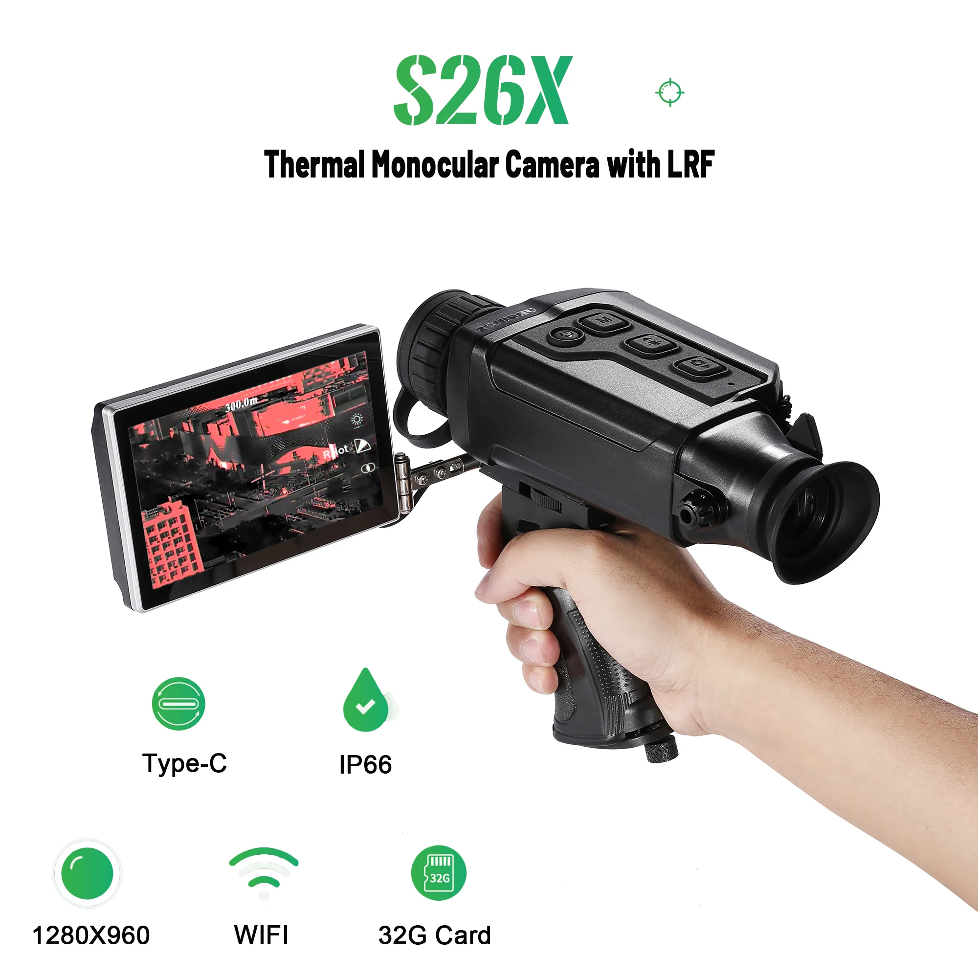 

NEW S263 Caza Infrared Thermal Imaging 12μm Detector with 1000m Laser Rangefinder Professional Night Vision Camera for Hunting