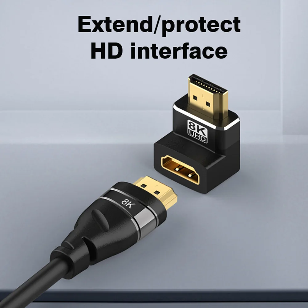 Ultra-HD 8K HDMI 2.1 Right Angle Adapter Extension Cable, Male to Female Connector, 8K@60Hz/4K@144Hz Display Compatibility