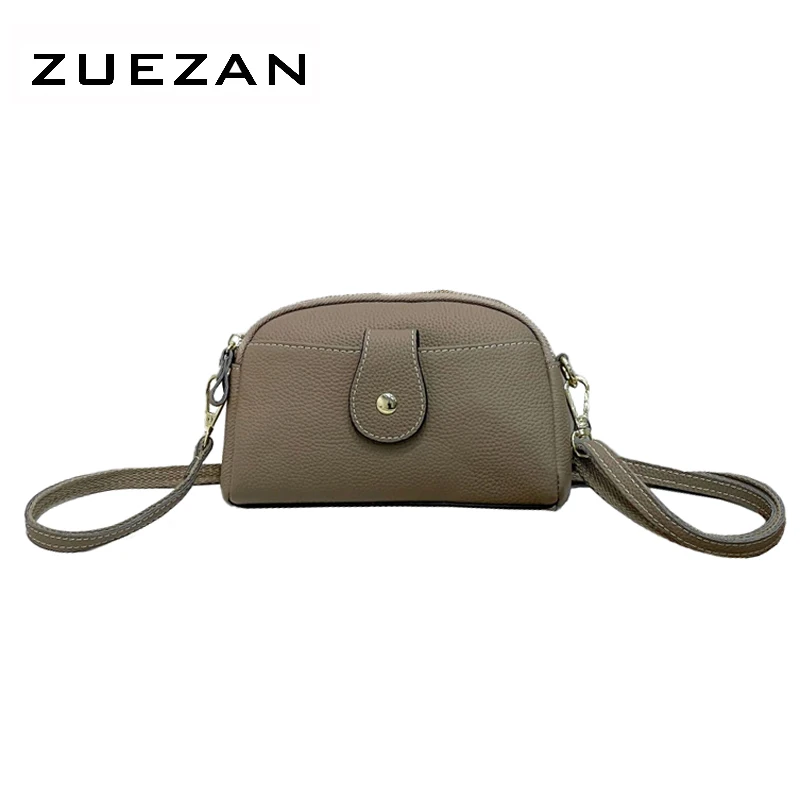 

2 Zipper Compartments Clutch, 100% Natural Cowhide Shoulder Bag, Female Messenger Bag, Women Genuine Leather Crossbody Bag, D336