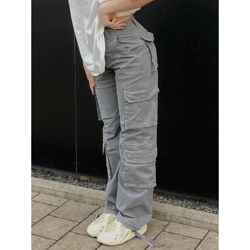 Vintage Cargo Pants  Baggy Jeans Women Fashion 90s Streetwear Pockets Wide Leg High Waist Straight Y2k Denim Trousers Overalls