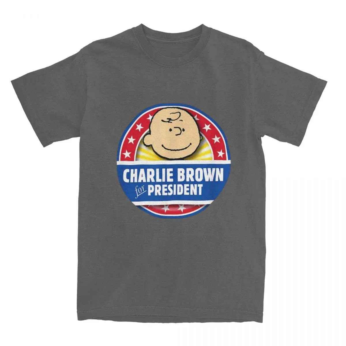 thumbnail image 1 of Camiseta de algodón para hombre y mujer con la frase Peanuts Charlie Brown For President Snoopy, camisetas de manga corta con cuello redondo, idea de regalo, 1 of 5