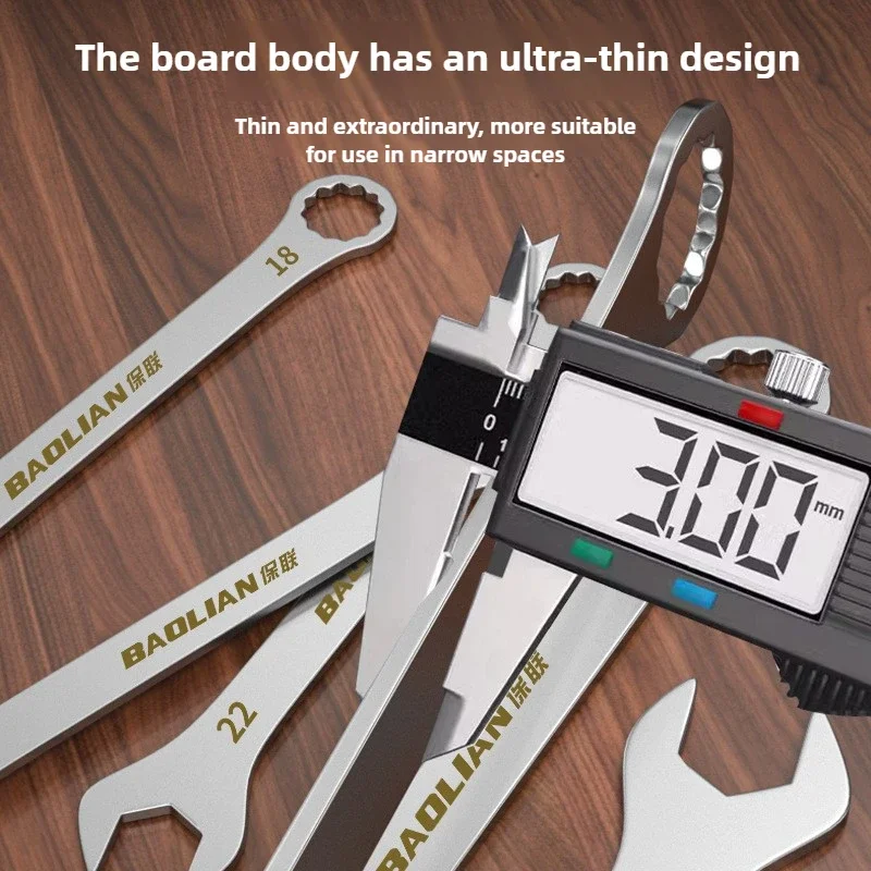 Ultra-Thin Dual-Purpose Wrench - Large Open-End with Plum Design (3mm, 4-27mm)