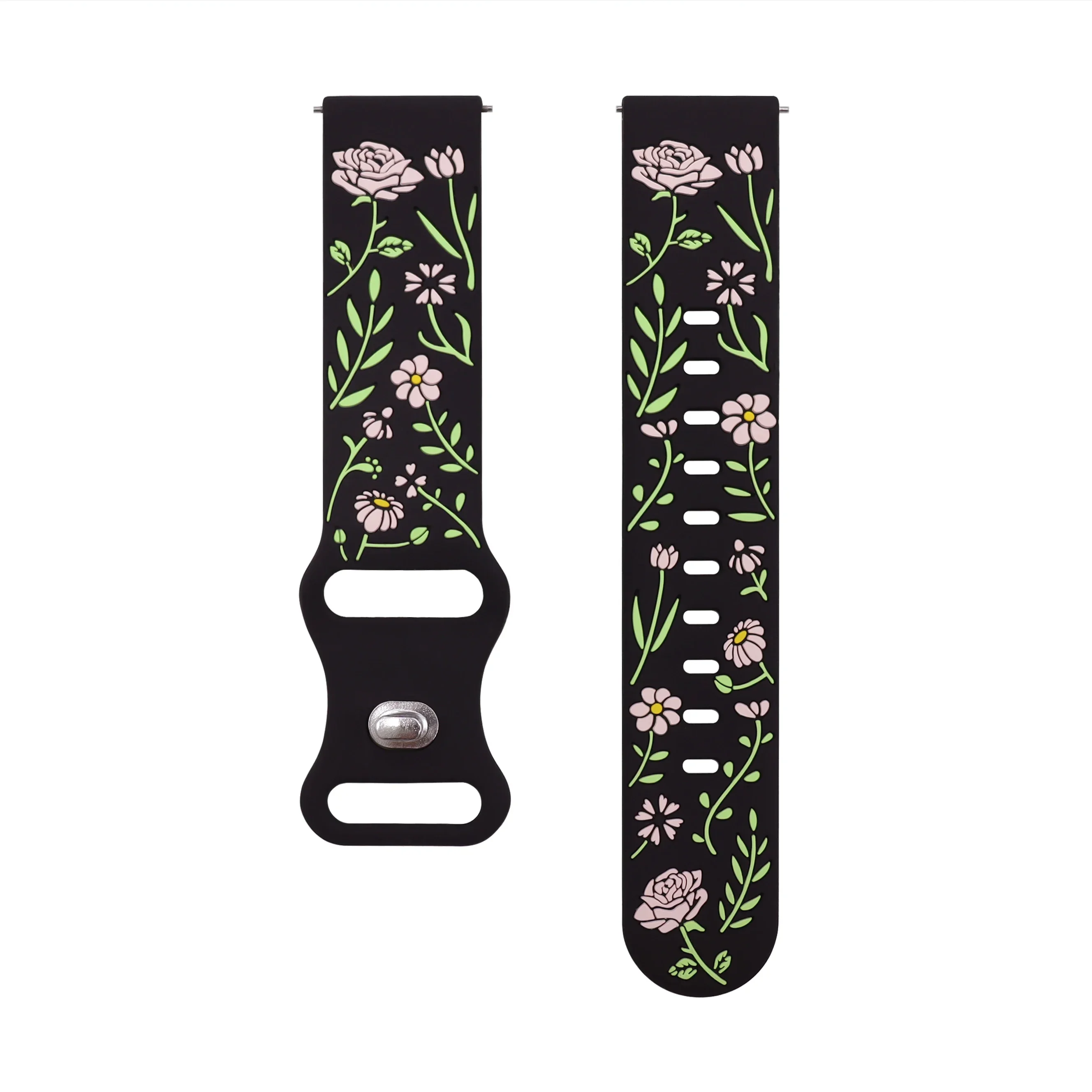 Silicone Engraved Watch Band - Adjustable 18mm/20mm/22mm Sizes