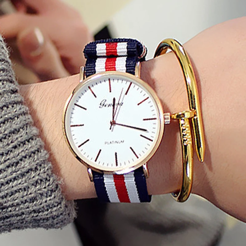 Moda Unisex Ginevra Super Sottile Platimum Tessuto Di Nylon Orologio Sportivo Orologio Casual Per Uomo Donna Orologi Da Polso Relojes Mujer 2022