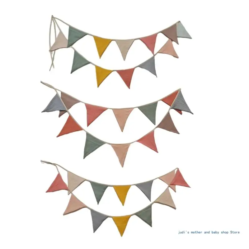 

67JC Multicolor Baby Shower Pennant Triangles Flags for Baby Photo Shoot