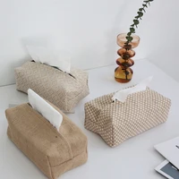 Nordic Cotton Linen Cloth Art Tissue Box Holder Car Tissue Holder Desk Table Napkin Holder Home Decor Handkerchief Box Gift 1