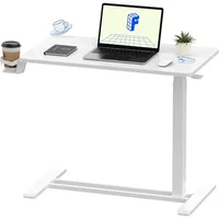 Medical Adjustable Overbed Bedside Table with Wheels Pneumatic Mobile Standing Laptop Desk Rolling Computer Cart 2