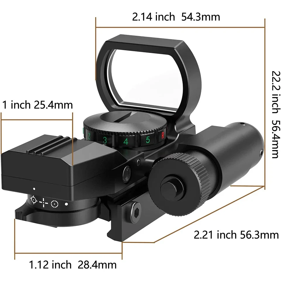 Red Dot Sight Holographic Collimator Red Dot Sight Holographic Reflex Sight 4 Reticle Optics Red and Green Illuminated Collimator Hunting Scopes
