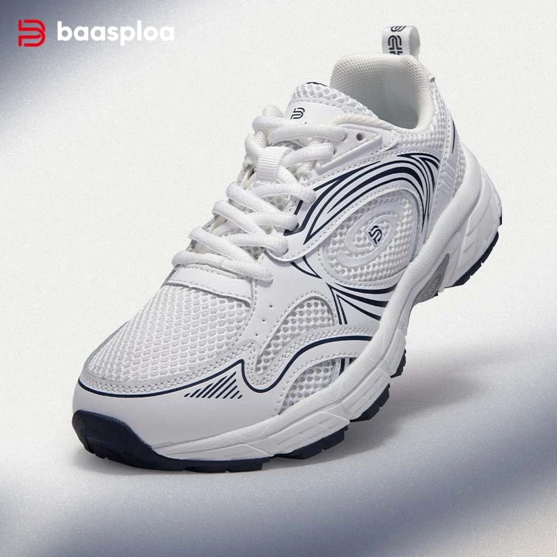 Baasploa Women Running Shoes Breathable Lightweight Sport Shoes Female Lace-Up Comfort Non-Slip Walking