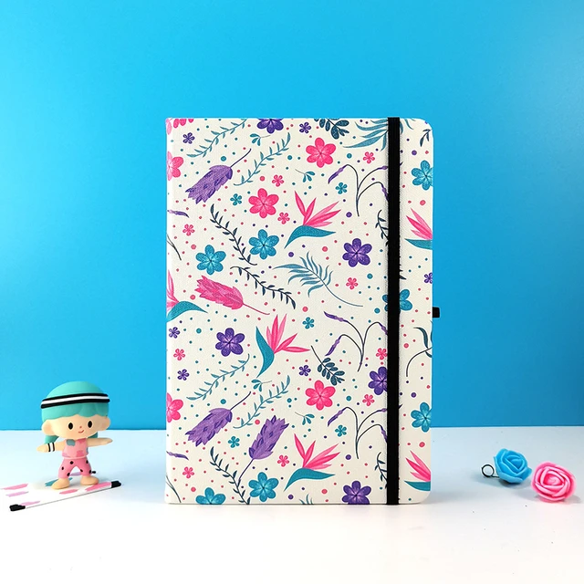 Carnet de notes à couverture rigide avec bande élastique, Black Floral A5,  Bullet Dotted Journal, 160 g/m², Ultra Optical - AliExpress