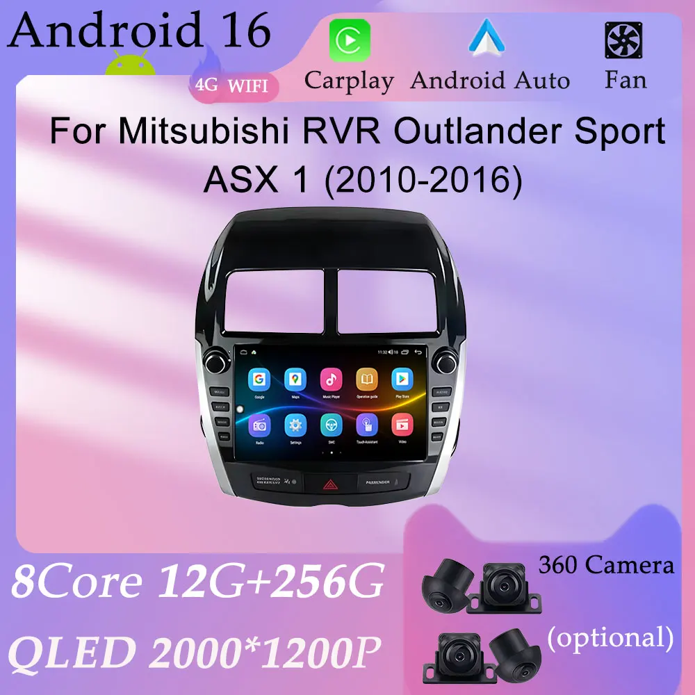 CarPlay Android para Mitsubishi RVR Outlander Sport ASX 1 2010-2016, Radio para Auto, Reproductor Multimedia, Pantalla Dividida, DSP, Estéreo, GPS, Navegación 1