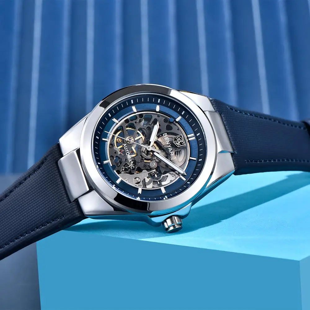 Benyar Skeleton Automatic mechanical wristwatch Fashion Classic Watch Alloy daily waterproof watch BY5207 Hombre reloj