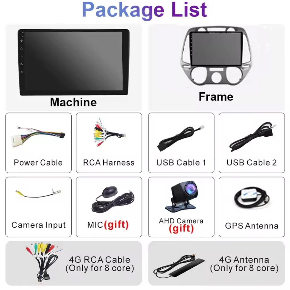 Android 14 Carplay Car Radio Stereo Multimedia Video Player DSP GPS 4G WIFI Touchscreen for Hyundai i20 2008 2009 2010 2011 2012 for Car Multimedia Player Car Radio Wireless Carplay Adapter Wireless Carplay Smart Carplay Box