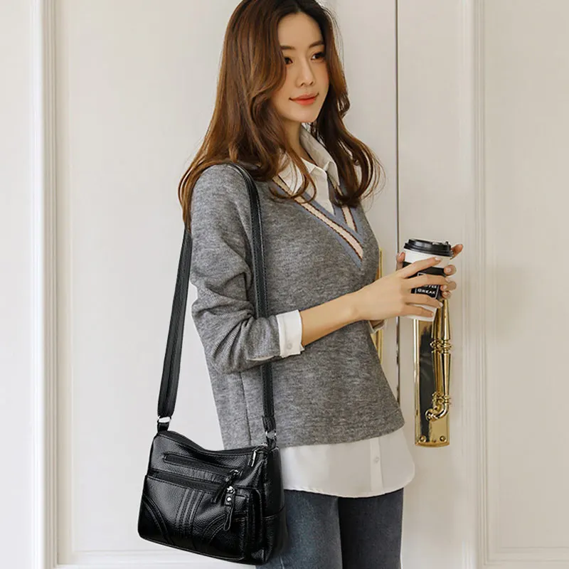 large capacity shoulder bag 2023 new women PU soft leather texture casual small square bag hand-held mother's bag