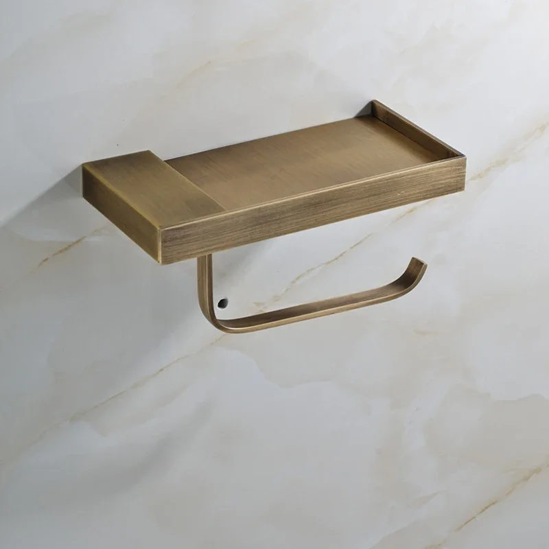 

luxury antique brass bathroom paper holder toilet tissue bar holder with phone shelf FREE SHIPPING
