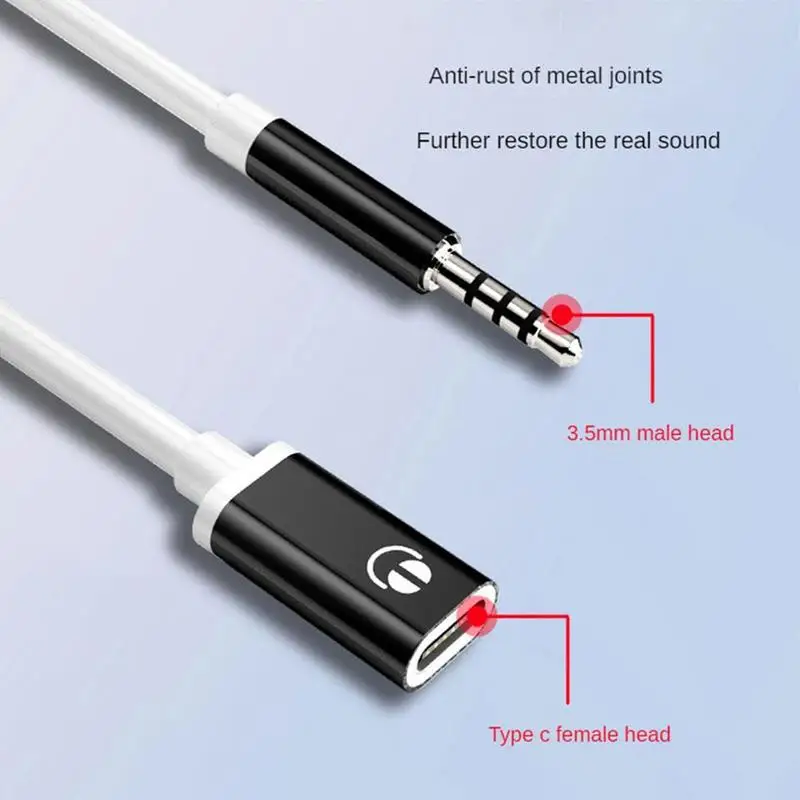 Type C Earphone Adapter Typec Female Flat Head Earphone Type-C Converter Earphone Adapter Earphone Audio Adapter Cable 3.5mm