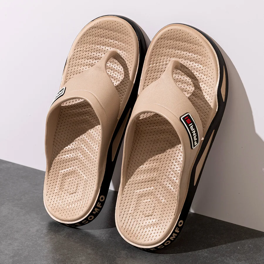 Fashion Men's Slippers Summer Outdoor Flip Flops Non-slip Indoor Bathroom Couple Leisure Beach Shoes Sandals — view 5