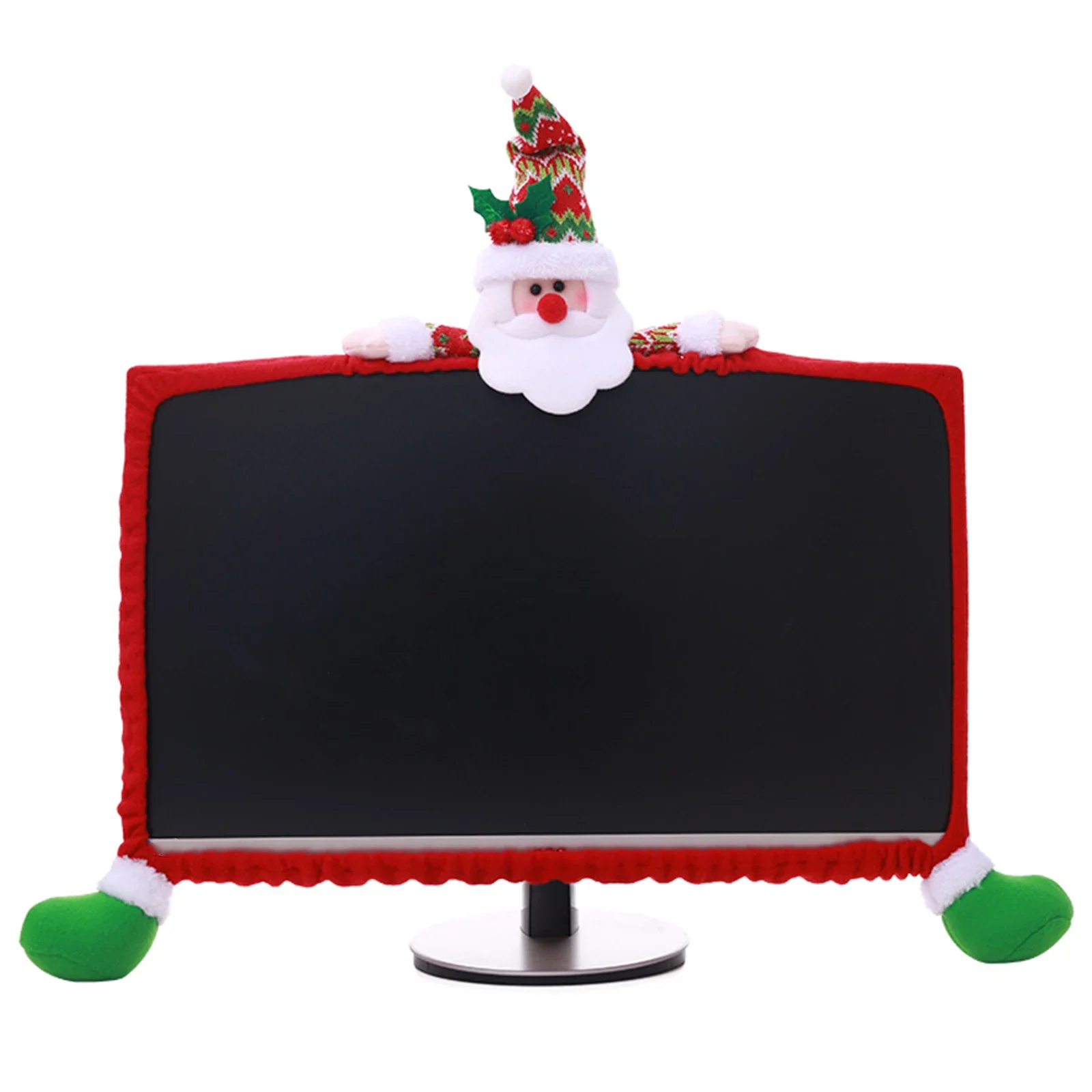 Christmas Theme 19~27" Computer Monitor Decorating Cover Christmas Computer PC TV Monitor Case Cover Non-Woven Xmas Decoration