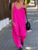Linen Ladies Bib Pant Suspender Trousers Loose Casual Female Women One-Piece Wide Leg Romper Overalls Strap Jumpsuits Streetwear 6