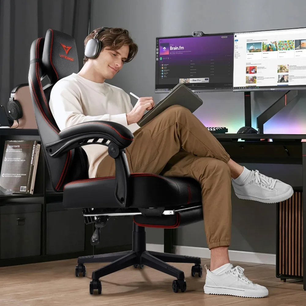 Big and Tall Gaming Chair 400lb Weight Capacity with Footrest, Ergonomic Video Game Chair for Adults with Oversized Headrest 2